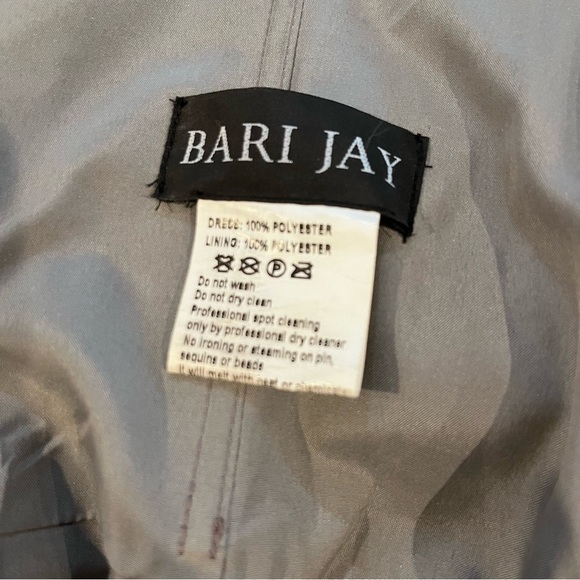 Bari Jay Silver Charmuese Petal Hem Strapless Short Bridesmaid Prom Cocktail M - Picture 6 of 11